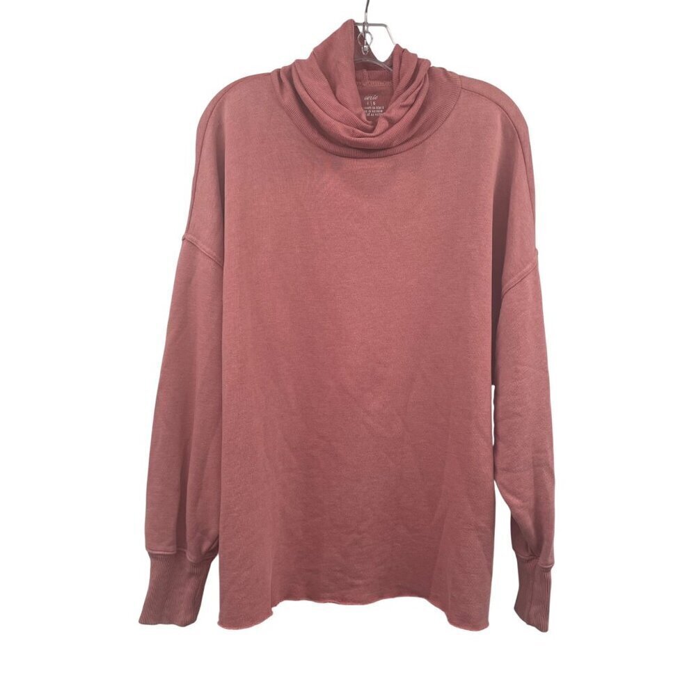 Aerie Women's Cowl Neck Sweatshirt Long Sleeve Pink Coral Size Large